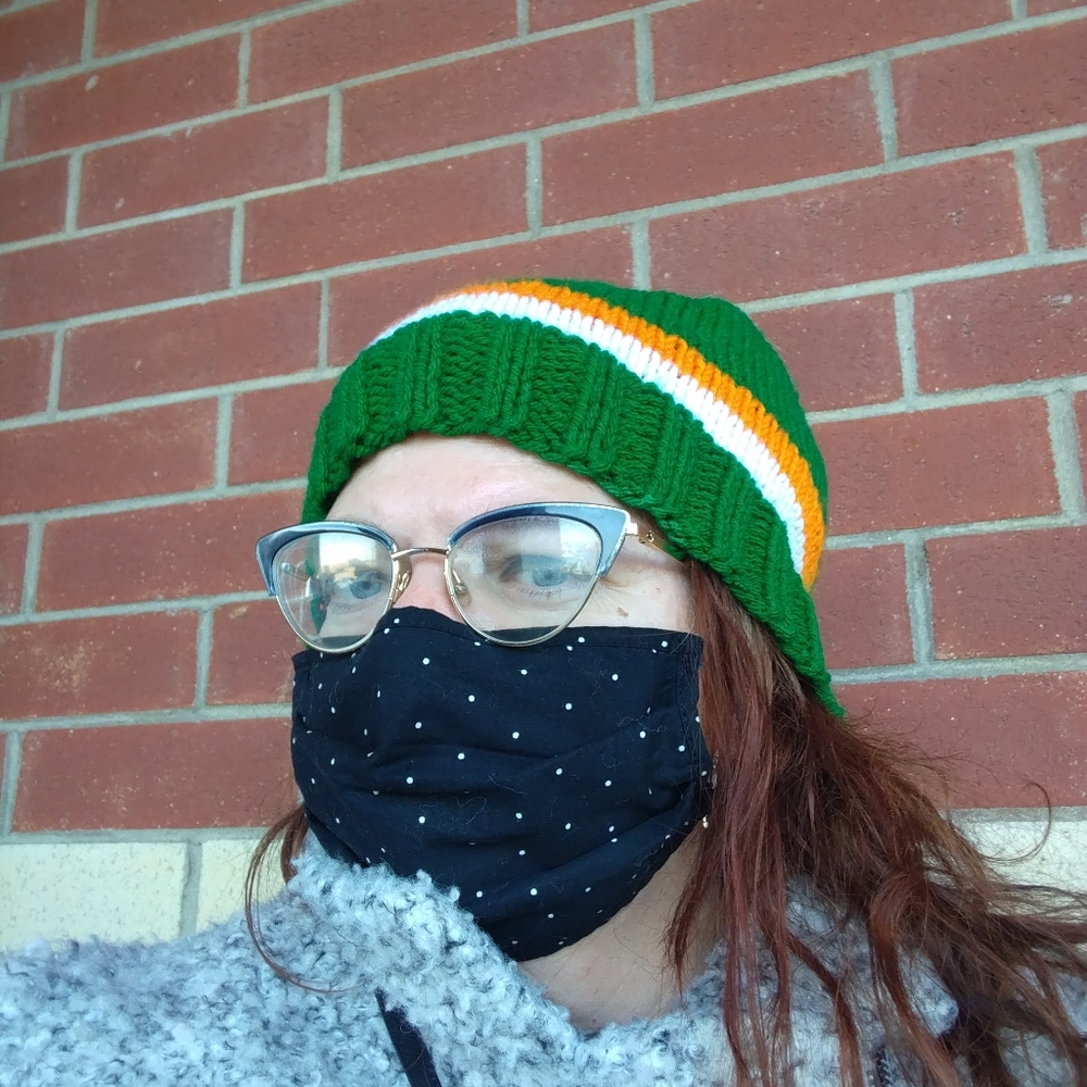St Patrick's Day hand knitted slouchy hat